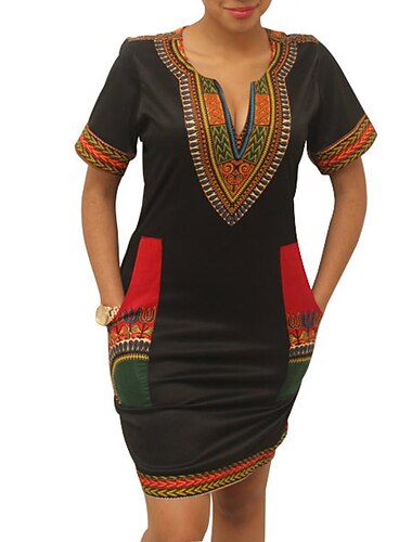  Damen Moderne afrikanische Outfits Afrikanischer Druck Dashiki Karneval Maskerade Graphic Erwachsene Kleid Party, Festival