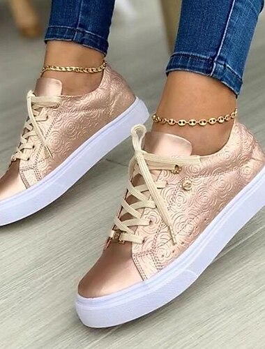  hvide afslappede sneakers med snørebånd til kvinder med polstret sål - trendy vandresko til hverdag