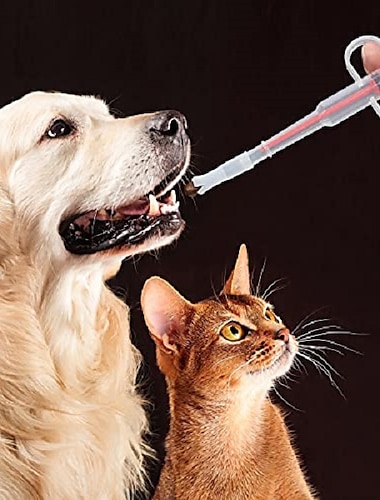  2 stykker kattepille skytespill pilledispenser hund piller pillepistol kjæledyr tablett sprøyte skyver myk spiss kjæledyrmedisinmater for mating av små dyr (rød)