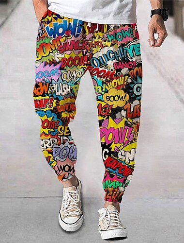  Voor heren Jogger Broek Zomerbroek Strandbroeken Trekkoord Elastische taille Brief Grafische prints Comfort Ademend Buitensporten Casual Dagelijks Streetwear Ontwerper Paars Groen Micro-elastisch
