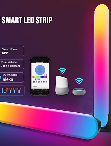  שלט רחוק Bluetooth APP WiFi LED אור חכם RGB אורות סביבה מתוזמנת מתואמת עם מוסיקה 12 מצבים קישוט חדר משחקים טלוויזיה