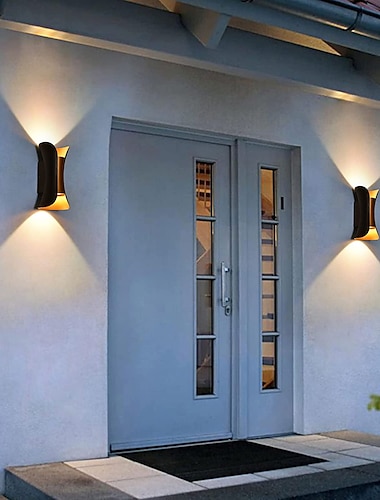  مصباح جداري LED خارجي 1-ضوء 20 سم متعدد الألوان لأعلى ولأسفل مصباح جداري داخلي للفنادق فناء الممرات بوابات ممر الشرفة حديث 90-264 فولت