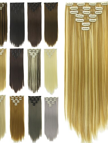  yaki capelli lisci sintetici 24 pollici estensione dei capelli clip in / su 1pc / confezione liscia da donna per ragazze
