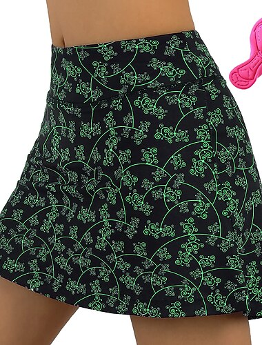  Dames Flora Botanisch Wielrenrok Fietsen Rokken Kleding Onderlichaam Bergracen Wegwielrennen Sport 3D-pad Fietsen Sneldrogend Vochtregelerend Zwart Geel Spandex Kleding Wielrenkleding