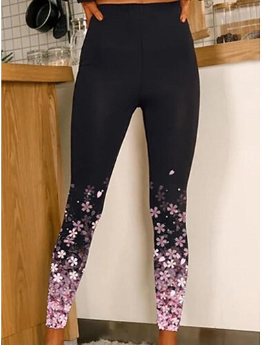  Julekvinners normale strømpebukser leggings designer glitrende glitrende  skinne lang høy midje grafiske trykk blomst  blomsterprint rumpeheving komfort magetone høy elastisitet yoga helg slank