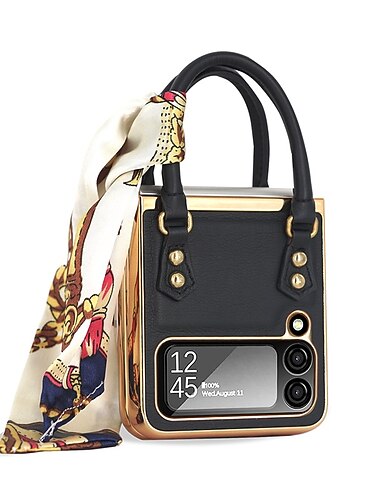  teléfono Funda Para Samsung galaxia Z Flip 5 Z Flip 4 Z Flip 3 Funda Trasera Portátil Moda Protector de cuerpo completo Color sólido ordenador personal Cuero de PU