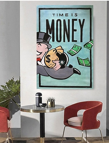  håndlaget håndmalt oljemaleri wall street art penger alec monopol moderne abstrakt maleri hjemmedekorasjon dekor rullet lerret uten ramme ustrukket