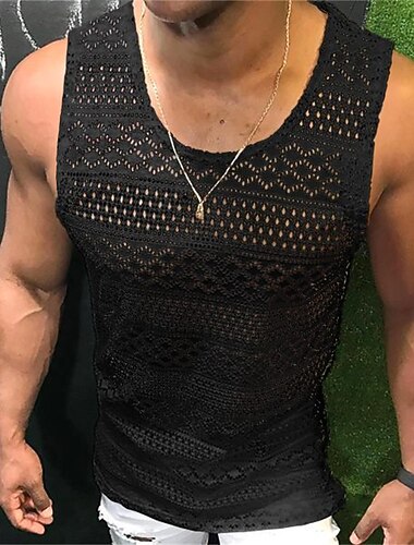  Men's Tank Top Vest Top Undershirt Sleeveless Shirt Sleeveless Crew Neck Summer Solid Color Fashion Casual Breathable Outdoor Street Casual Black White Pink Top Tee for Men