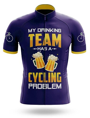  رجالي جورسيه الدراجة مضحك بيرة كم قصير الدراجة جورسيه قمم مع 3 جيوب خلفية دراجة جبلية دراجة الطريق سريع جاف شرائط عاكسة الجيب الخلفي رطوبة فتل رياضات أحمر أزرق أرجواني ملابس