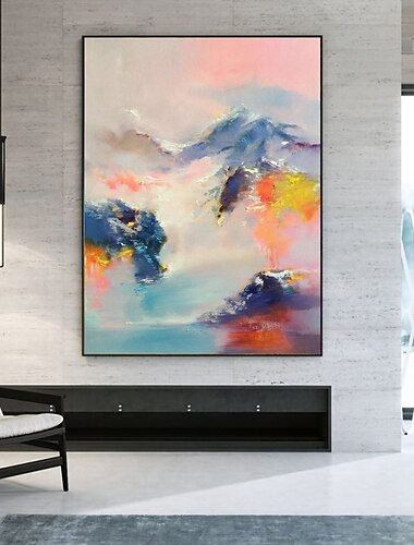  main peinture à l'huile toile mur art décoratif abstrait couteau peinture paysage jaune pour la décoration intérieure roulé sans cadre non étiré peinture