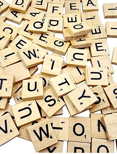  Bloque 26 letras en inglés, reconocimiento de palabras artesanal, chip de madera, 100 unidades/paquete