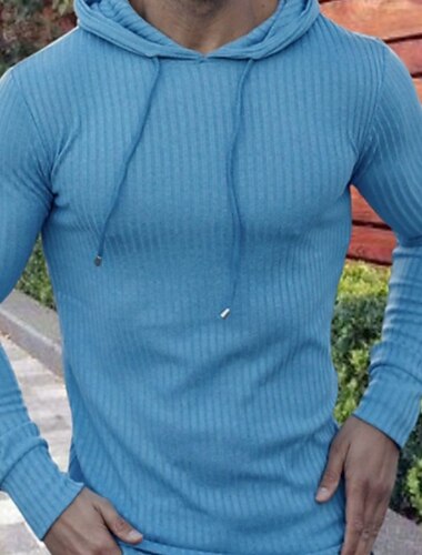  رجالي هوديي أزرق أسود جمل أرجواني مع قبعة لون الصلبة محاك بربطات ملابس الشارع الرياضة & في الخارج بوليستر كوول كاجوال كبير وطويل القامة الربيع الخريف ملابس هوديس بلوزات كم طويل