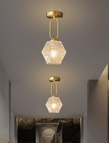  mini innfelt taklampe, krystall nær taklamper, ganglys krystall innfelt ganglampe taklysekrone gull (uten pære)