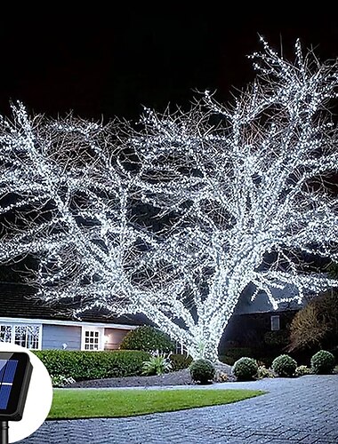  Solar-LED-Lichterketten für den Außenbereich 10/20/30/50/100 m wasserdichte Weihnachtslichterketten festliche Beleuchtung Baumlichter im Freien Hochzeitsfest Weihnachtsbaumgarten