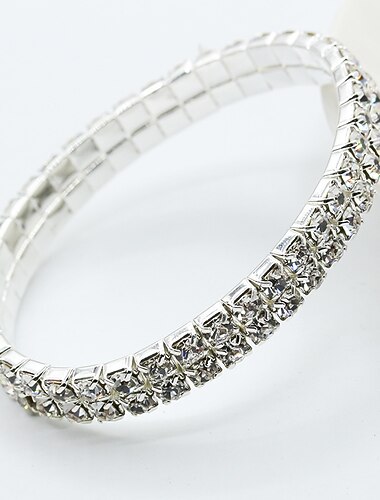  سوار كريستالي مرن تصميم فريد للنساء مجوهرات عصرية فضية لحفلة الزفاف والحفلة غير الرسمية اليومية حفلة تنكرية لحفلة الخطوبة فضة مطلية ألماس مزيف مخططات تركيب متنوعة