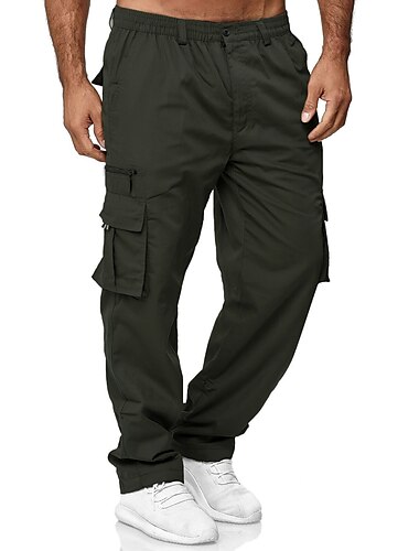  Herren Cargohose Cargohosen Cargohose Arbeitshose Elastische Taille Multi Pocket Gerade geschnitten Glatt Arbeit Einfach Brautkleider schlicht Marineblau Armeegrün