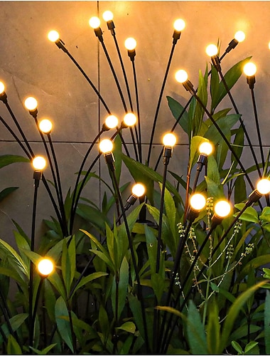  1/2 piezas de luces solares de jardín al aire libre firefly starburst luces oscilantes color blanco cálido que cambia la luz rgb para la decoración del camino del patio del patio que se balancea cuando sopla el viento