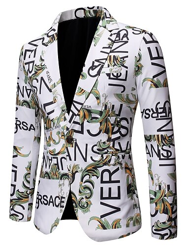  Hombre chaqueta Fiesta Secado rápido Clásico Elegante Otoño Invierno Letra Elegante Casual Cuello plano Fino Regular Delgado Negro Blanco Rojo Azul Piscina Chaquetas
