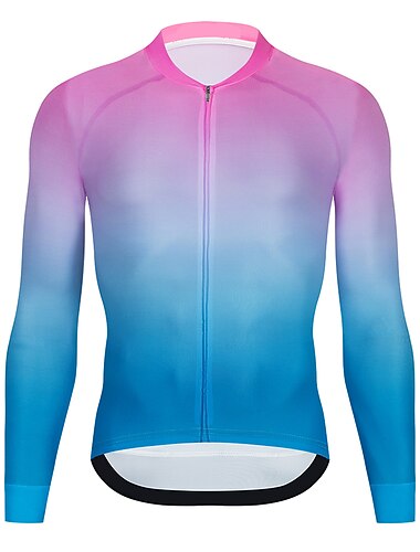  Herre Sykkeltrøyer Gradert Langermet Sykkel Jersey Topper med 3 baklommer Fjellsykling Veisykling Hurtigtørkende Refleksbånd Tilbake Lomme Fukttransport sport Svart / Oransje Vinrød Svart Klær