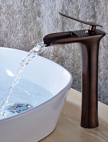  Waschbecken Wasserhahn, Messing Wasserfall Centerset Einhand-Einloch-Badarmaturen