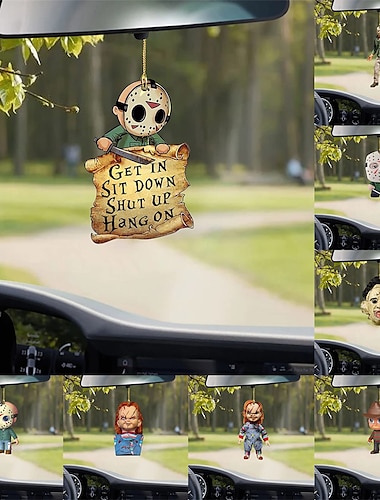  Halloween diy horrorfilm ornament acryl achteruitkijkspiegel opknoping charme bungelende hanger voor auto decoratie