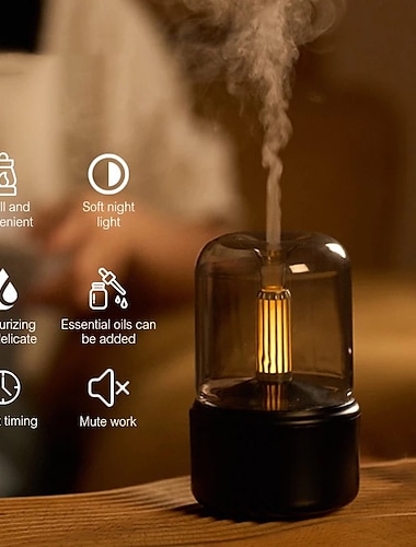  stearinlys aroma diffuser bærbar 120ml elektrisk usb luftfukter kald tåke maskin forstøver med led nattlys