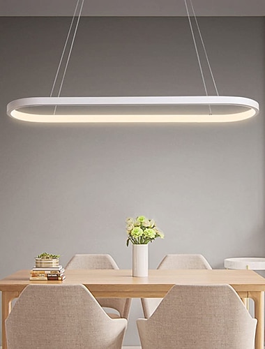  1-lichts 70c/90m led hanglamp 40w ovale design rechthoek aluminium zwart gelakte afwerkingen moderne lamp voor eetkamer restaurant koffiebar 110-240v alleen dimbaar met afstandsbediening