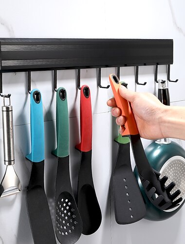  mehrschichtiges Küchenregal mit Haken, Badezimmerregal, bezaubernd, kreativ, zeitgenössisch, modern, aus Aluminiummetall, 1 Stück – zur Wandmontage im Badezimmer