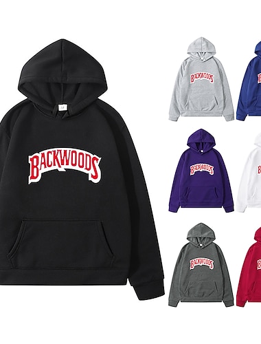  Herren Buchstabe Kapuzensweatshirt Kapuzenshirts Pullover Cool Lässig Essentiell Langarm Mit Kapuze Ausgehen Scharlachrot vorher und nachher Groß rot vor groß Groß rot vor klein Orange vorne klein