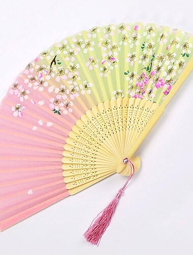  Faltfächer im Vintage-Stil, Seiden-Faltfächer, chinesisches japanisches Muster, Kunsthandwerk, Geschenk, Heimdekoration, Ornamente, Tanz-Handfächer, 17,8 cm