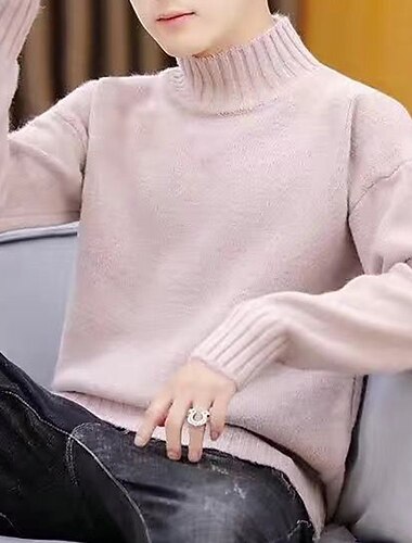  Férfi Pulóver Pulóver pulóver Garbó Bordázott Kötött Kötött Tömör szín Állógallér Alap Alkalmi Napi Szabadság Ruházat Tél Ősz Fekete Katonai zöld M L XL