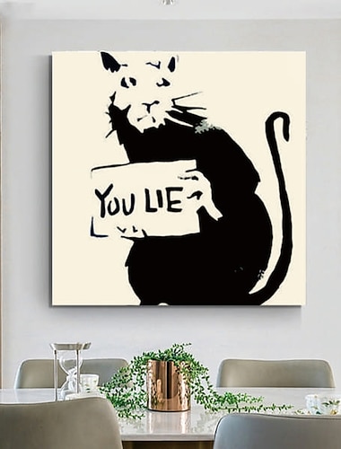  handgefertigtes handgemaltes Ölgemälde Wandkunst abstrakte schwarze Kaninchenschnitzerei Heimdekoration Dekor gerollte Leinwand kein Rahmen ungedehnt