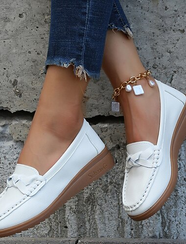  Mocassini da donna blu navy - Mocassini slip-on comodi con dettaglio a fiocco e suola antiscivolo per abbigliamento casual quotidiano