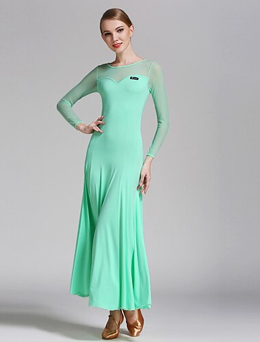  Für den Ballsaal Kleid Pure Farbe Tüll Damen Leistung Ausbildung Langarm Polyester