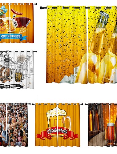  2 لوحات مجموعة ستائر التعتيم تصميم مهرجان أكتوبر ستائر عازلة للحرارة لغرفة النوم وغرفة المعيشة ستائر نافذة جروميت الحديثة ستائر الستائر
