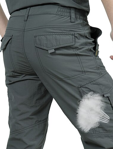  Herr Militärbyxor Cargo byxor Vandringsbyxor Broderad Elastisk midja Ensfärgat Andningsfunktion Snabb tork Arbete Streetwear Stylish Ledigt Svart Armégrön