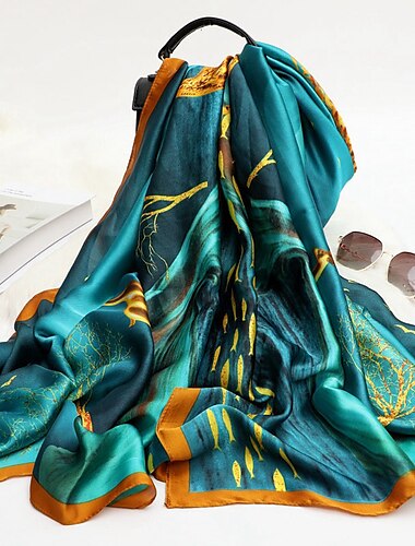  النساء وشاح الشتاء الحرير أزياء الطباعة سيدة شال الشاطئ والأوشحة الساخنة السلس فولار الإناث الحجاب