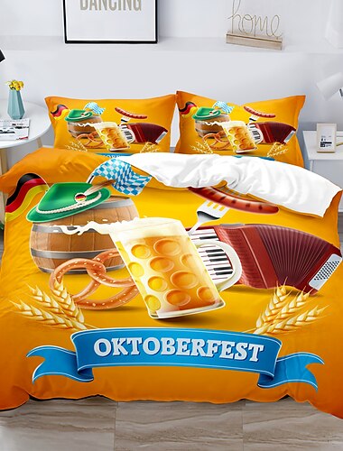  festival della birra dell'oktoberfest set copripiumino 3 pezzi set biancheria da letto per hotel copripiumino include 1 copripiumino, 2 federe per matrimoniale/regina/re (1 federa per doppia/singola)