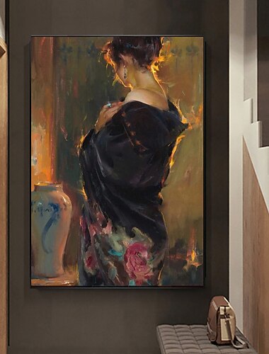  Handgefertigtes Ölgemälde auf Leinwand, Wandkunst, Dekoration, Figur, Porträt, Mädchen für Wohnkultur, gerollt, rahmenlos, ungedehnt