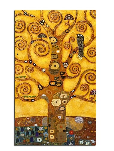  Handgefertigtes handgemaltes Ölgemälde Wandkunst klassischer Klimt berühmter Baum Ölgemälde Heimdekoration Dekor gerollte Leinwand kein Rahmen ungedehnt