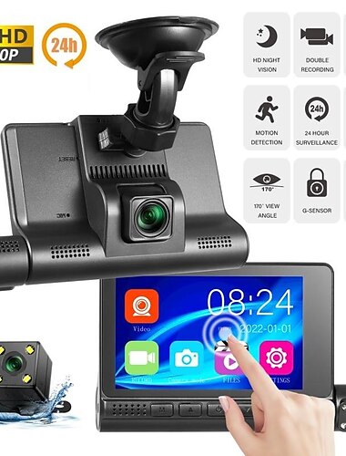  4 in touch screen car video recorder dash cam blcak box ips 1080p hd car mirror recorder dvr 3 lens dash camera cars camcorder