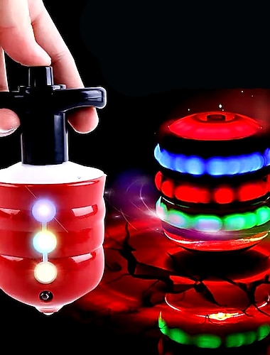  Gyroscope rotatif avec son et lumière LED, toupie style pressage/imitation bois/magnétique clignotant, jouets lumineux pour enfants, cadeau pour garçon&amp;filles