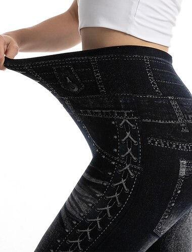  Femme Normal Collants Pantalon Mode Toute la longueur Taille haute Plein Contrôle du Ventre Lifting des fesses Confort Elastique Casual Fin de semaine Noir Slim