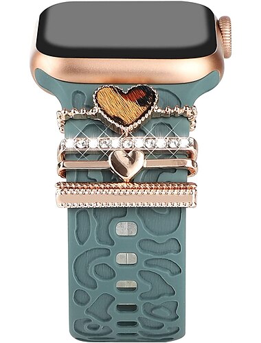  حلقات حلقات الزينة متوافق مع Apple Watchband بلينغ الماس ترف زينة حجر كريم استبدال حزام الساعة إلى 38/40/41mm 42/44/45/49mm Ultra Series 8 7 6 5 4 3 2 1 SE