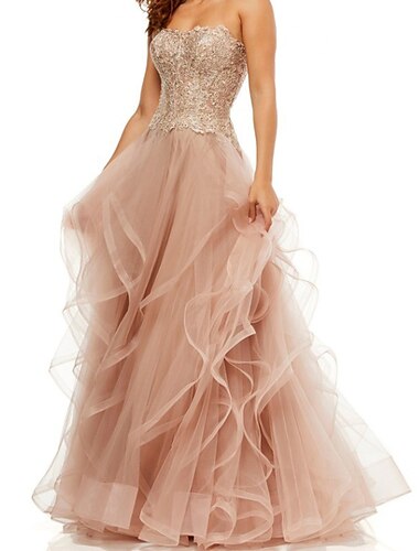  Robe de soirée A-Line élégante robe de mariée invitée engagement longueur sol sans manches bustier en tulle avec broderie superposée 2025