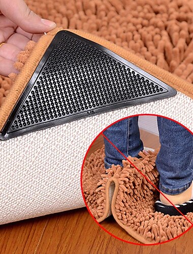  4 stuks tapijthoeken grijpers voor hardhouten vloeren houten vloer tapijt laminaat karpetten op tegel - tapijtstickers - tapijtpads - tapijttape - dubbelzijdig tapijttape - geen slip tapijtgreep -