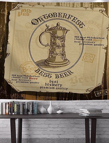  Oktoberfest Bier Wandteppich Kunst Dekor Deutsch bayerische Decke Vorhang hängen Zuhause Schlafzimmer Wohnzimmer Dekoration Polyester