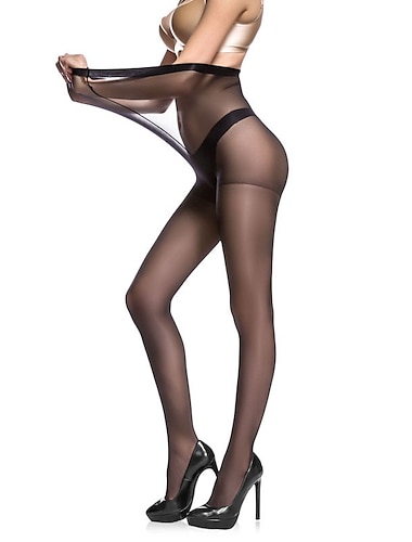  1 par de medias transparentes para mujer, de algodón, cómodas, sexis, de un solo color, para fiestas, noches, oficina, negocios, delgadas, para primavera, verano, negras, marrones y grises, para el