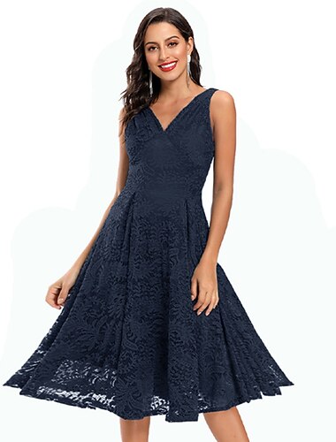  Jaren '50 Cocktail jurk Vintage Jurk Jurken Flare Jurk Kant Kostuum Dames Maskerade Feest / Uitgaan Vrijgezellenfeest Volwassenen Kleding Homecoming-jurken