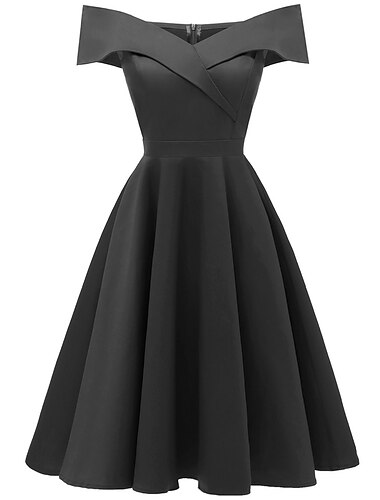  1950er Cocktailkleid Vintage-Kleid Kleid Ausgestelltes Kleid Schulterfrei Damen Maskerade Party / Abend Junggesellinnenabschiedsparty Erwachsene Kleid Abschlussballkleider